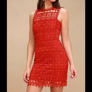 Lulu's Pay tribute red crochet lace dress